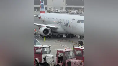 Catering van hits aircraft at Logan