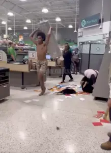 Shirtless Florida man strikes shoppers with metal shelf during brawl inside Publix supermarket